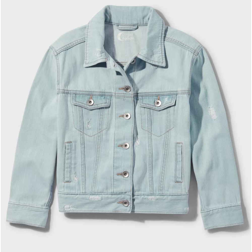 Sugar & Jade Tween Girls Denim Jacket - Bleecker Wash Size Large 12/14